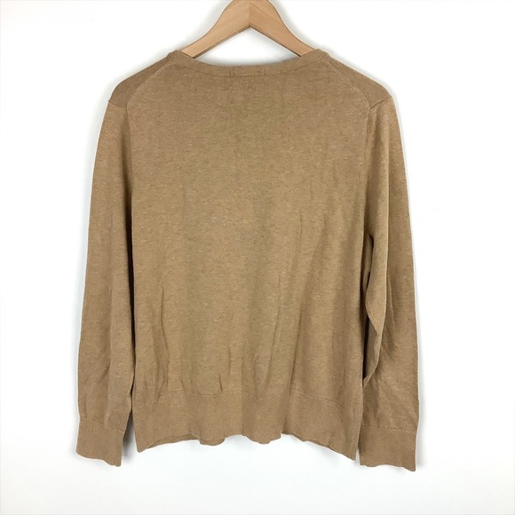 Lands’ End Women’s Tan Crewneck Sweater Cotton Oversized Long Sleeve Size Large - Picture 2 of 7